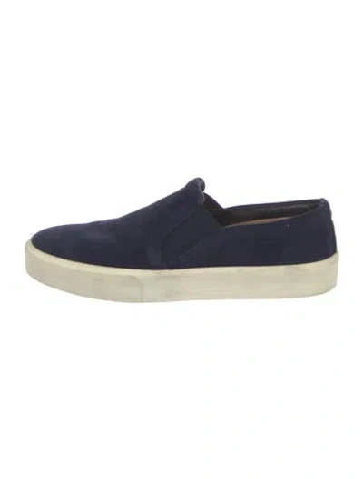 Pre-owned Stuart Weitzman Suede Crystal Embellishments Loafers In Blue