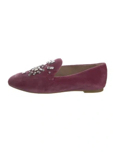 Pre-owned Stuart Weitzman Suede Crystal Embellishments Loafers In Red