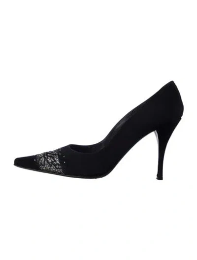 Pre-owned Stuart Weitzman Suede Crystal Embellishments Pumps In Black