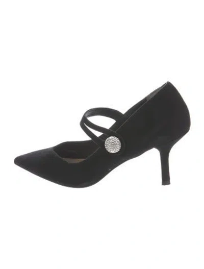 Pre-owned Stuart Weitzman Suede Crystal Embellishments Pumps In Black