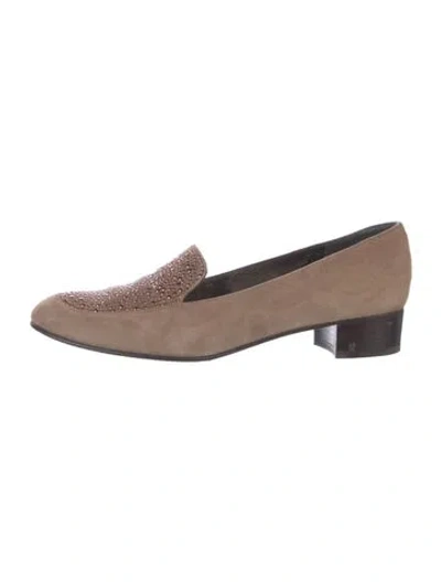 Pre-owned Stuart Weitzman Suede Crystal Embellishments Pumps In Neutral
