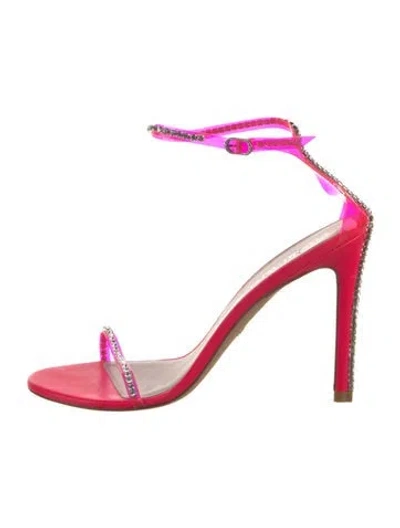 Pre-owned Stuart Weitzman Suede Crystal Embellishments Sandals In Pink