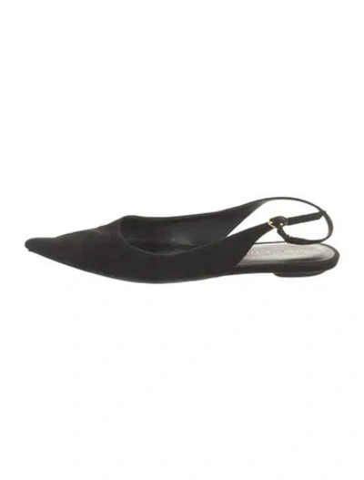 Pre-owned Stuart Weitzman Suede Crystal Embellishments Slingback Flats In Black