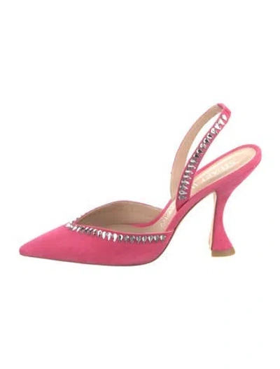 Pre-owned Stuart Weitzman Suede Crystal Embellishments Slingback Pumps In Pink