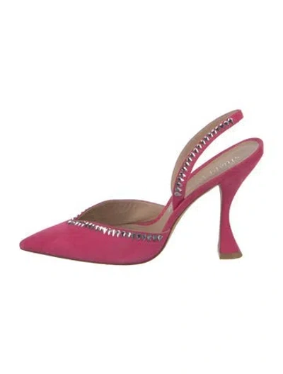 Pre-owned Stuart Weitzman Suede Crystal Embellishments Slingback Pumps In Pink