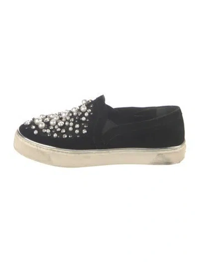 Pre-owned Stuart Weitzman Suede Crystal Embellishments Sneakers In Blue