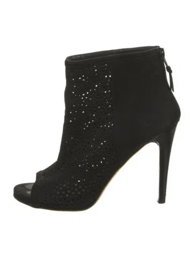 Pre-owned Stuart Weitzman Suede Cutout Accent Boots In Black