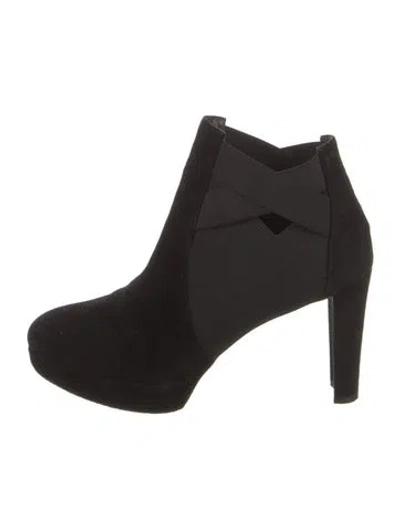 Pre-owned Stuart Weitzman Suede Cutout Accent Boots In Black