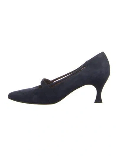Pre-owned Stuart Weitzman Suede Cutout Accent Pumps In Blue