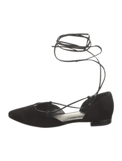 Pre-owned Stuart Weitzman Suede D'orsay Flats In Black