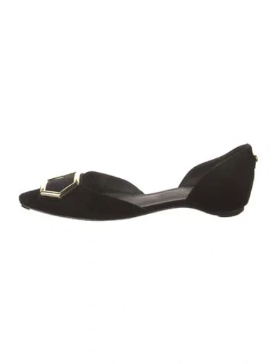 Pre-owned Stuart Weitzman Suede D'orsay Flats In Black