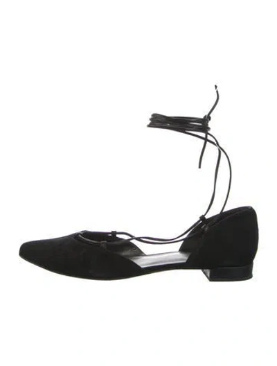 Pre-owned Stuart Weitzman Suede D'orsay Flats In Black