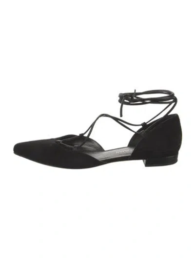 Pre-owned Stuart Weitzman Suede D'orsay Flats In Black