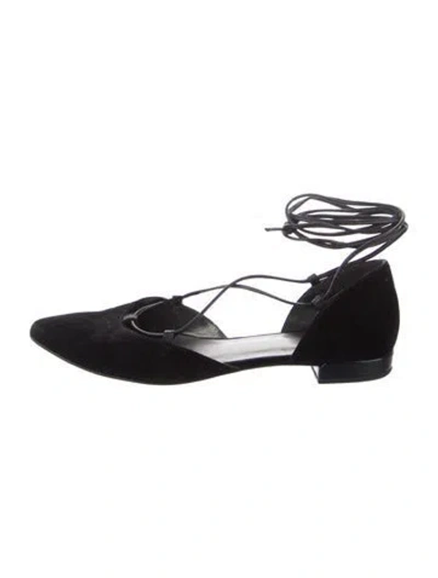 Pre-owned Stuart Weitzman Suede D'orsay Flats In Black
