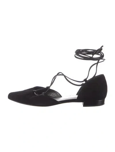Pre-owned Stuart Weitzman Suede D'orsay Flats In Black
