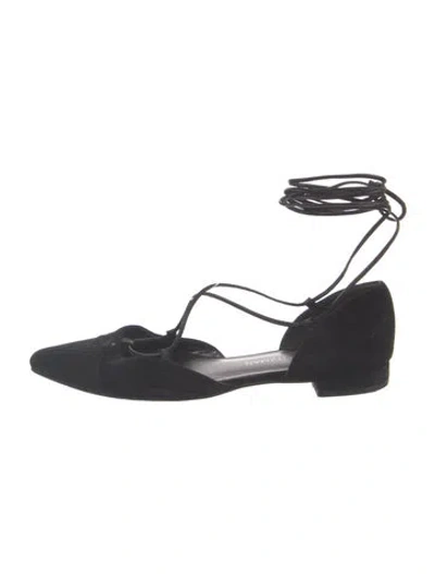 Pre-owned Stuart Weitzman Suede D'orsay Flats In Black