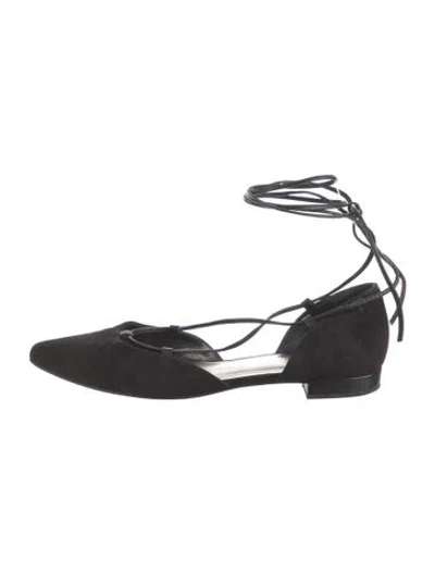 Pre-owned Stuart Weitzman Suede D'orsay Flats In Black