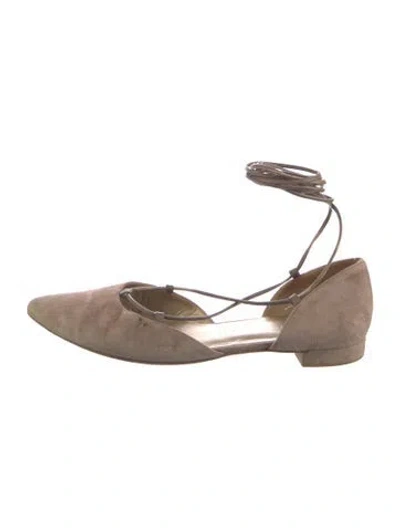 Pre-owned Stuart Weitzman Suede D'orsay Flats In Neutral
