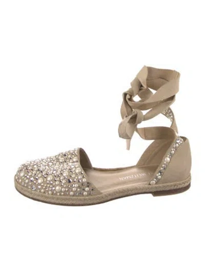 Pre-owned Stuart Weitzman Suede D'orsay Flats In Neutral