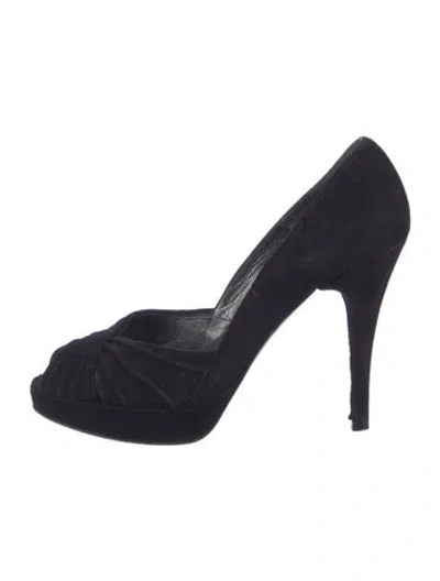 Pre-owned Stuart Weitzman Suede D'orsay Pumps In Black