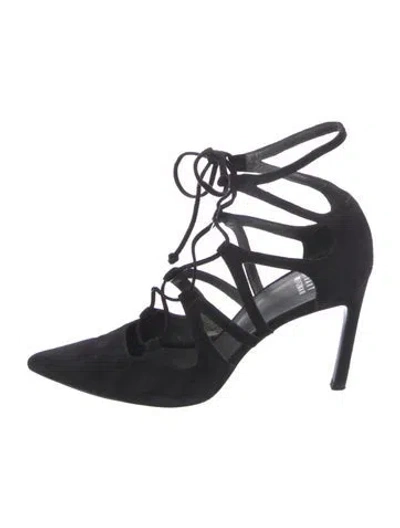 Pre-owned Stuart Weitzman Suede D'orsay Pumps In Black