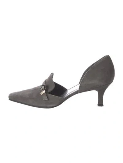 Pre-owned Stuart Weitzman Suede D'orsay Pumps In Gray
