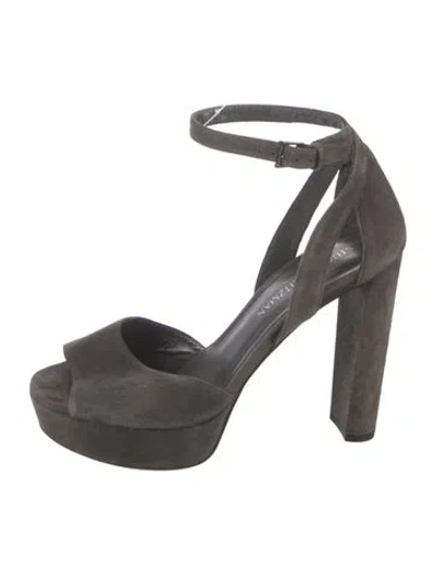 Pre-owned Stuart Weitzman Suede D'orsay Pumps In Gray