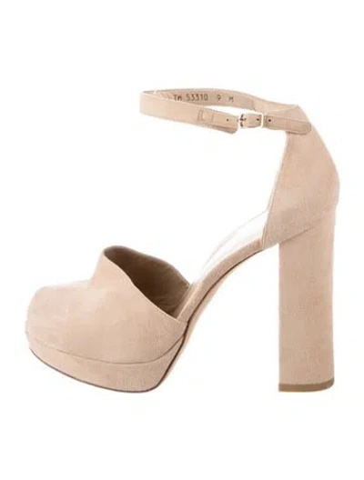 Pre-owned Stuart Weitzman Suede D'orsay Pumps In Neutral