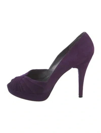 Pre-owned Stuart Weitzman Suede D'orsay Pumps In Purple