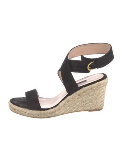 Pre-owned Stuart Weitzman Suede Espadrilles In Black