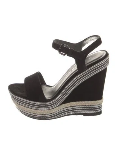 Pre-owned Stuart Weitzman Suede Espadrilles In Black