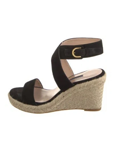 Pre-owned Stuart Weitzman Suede Espadrilles In Black