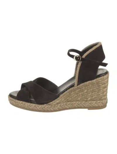 Pre-owned Stuart Weitzman Suede Espadrilles In Black