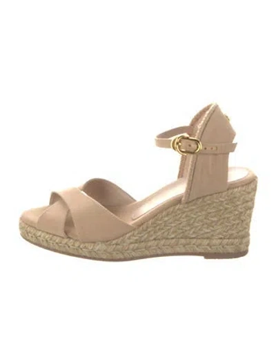 Pre-owned Stuart Weitzman Suede Espadrilles In White