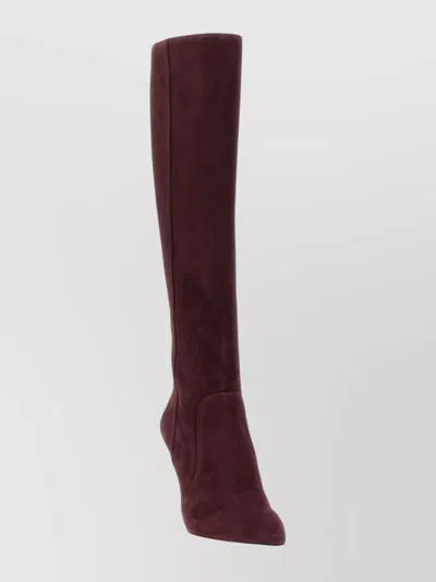 Stuart Weitzman Suede Finish Pointed Toe Ankle Boots In Burgundy