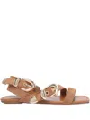 Stuart Weitzman Square Toe Suede Straps Sandals In Brown