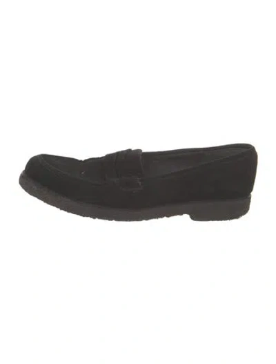 Pre-owned Stuart Weitzman Suede Flats In Black