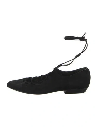 Pre-owned Stuart Weitzman Suede Flats In Black