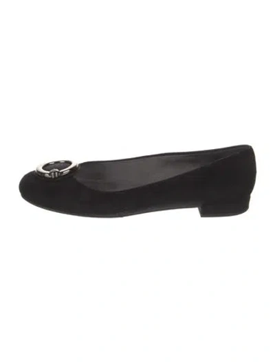 Pre-owned Stuart Weitzman Suede Flats In Black