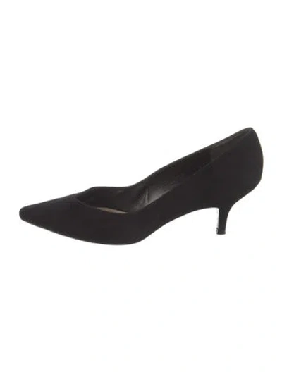 Pre-owned Stuart Weitzman Suede Flats In Black