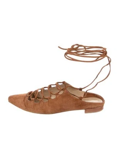 Pre-owned Stuart Weitzman Suede Flats In Brown