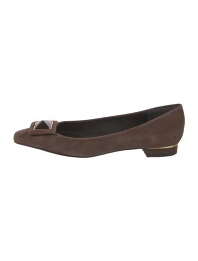 Pre-owned Stuart Weitzman Suede Flats In Brown