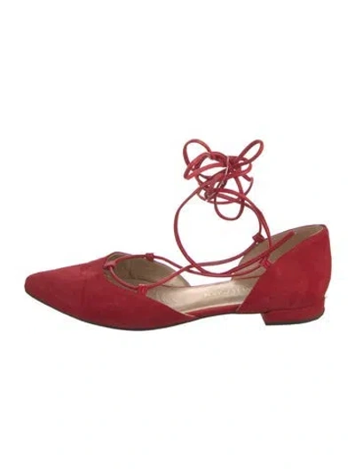 Pre-owned Stuart Weitzman Suede Flats In Red