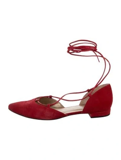 Pre-owned Stuart Weitzman Suede Flats In Red
