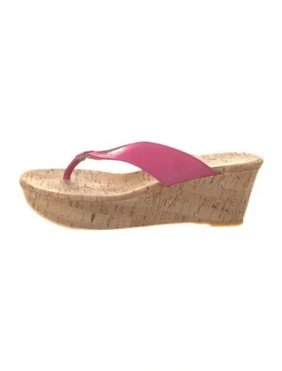 Pre-owned Stuart Weitzman Suede Flip Flops In Neutral