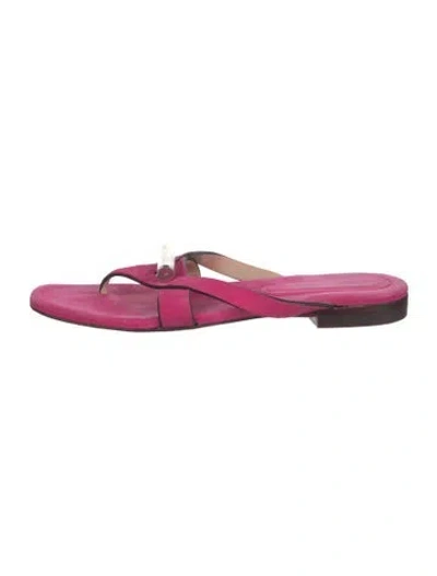 Pre-owned Stuart Weitzman Suede Flip Flops In Pink