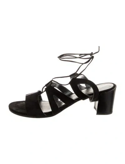 Pre-owned Stuart Weitzman Suede Gladiator Sandals In Black