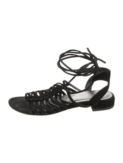 Pre-owned Stuart Weitzman Suede Gladiator Sandals In Black