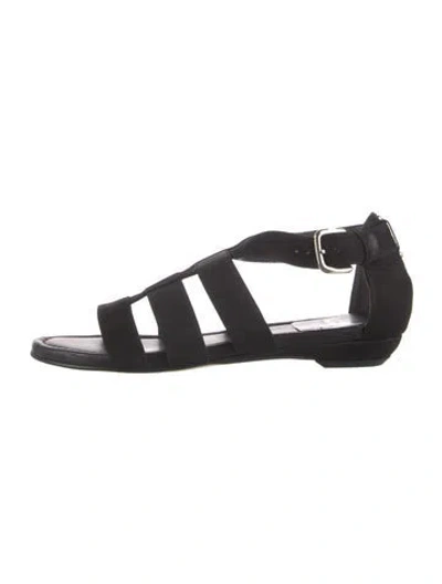 Pre-owned Stuart Weitzman Suede Gladiator Sandals In Black