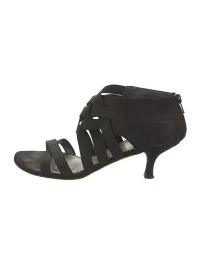 Pre-owned Stuart Weitzman Suede Gladiator Sandals In Black